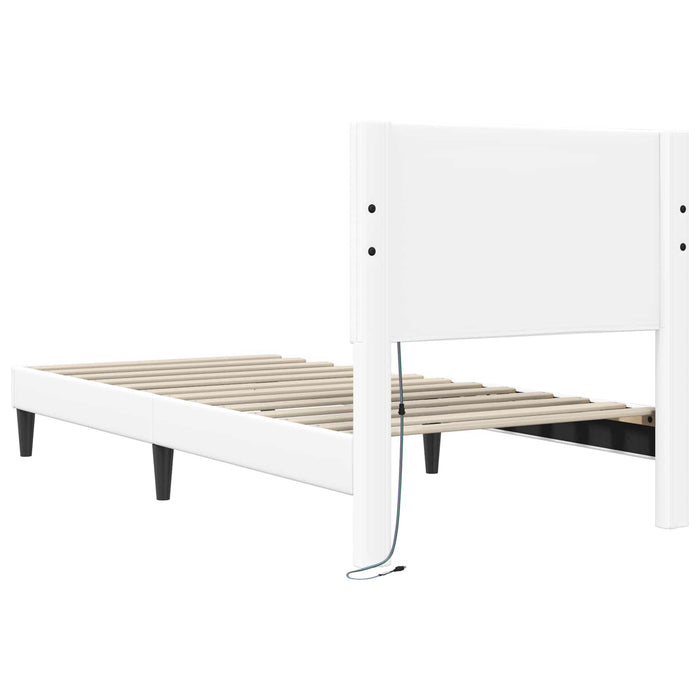 Cadru de pat cu benzi LED Alb 90 x 190 cm Piele artificială - WALTI WALTI