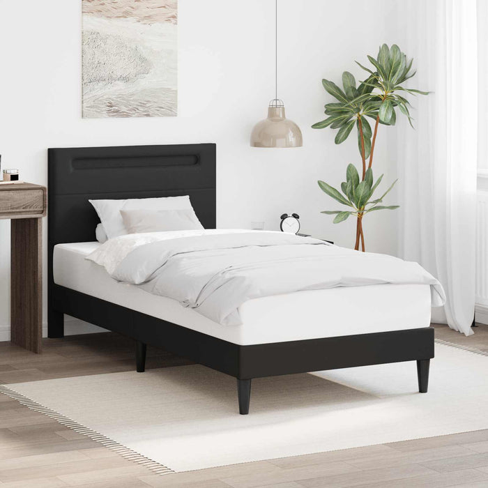Cadru de pat cu benzi LED Negru 90 x 200 cm Piele artificială - WALTI WALTI