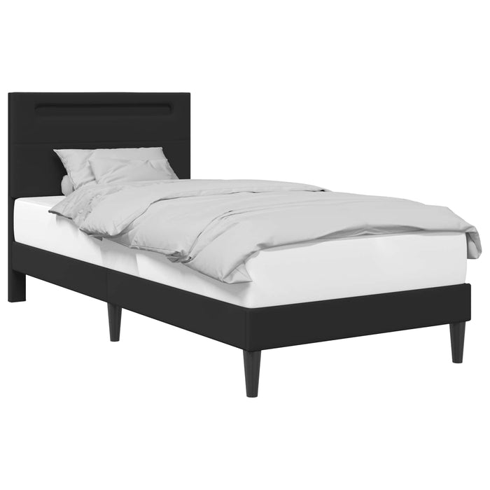 Cadru de pat cu benzi LED Negru 90 x 200 cm Piele artificială - WALTI WALTI