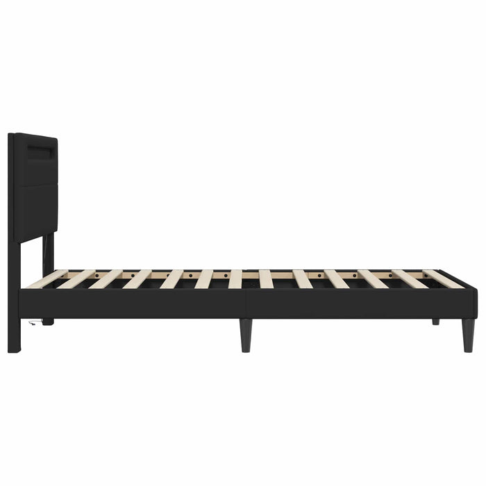 Cadru de pat cu benzi LED Negru 90 x 200 cm Piele artificială - WALTI WALTI