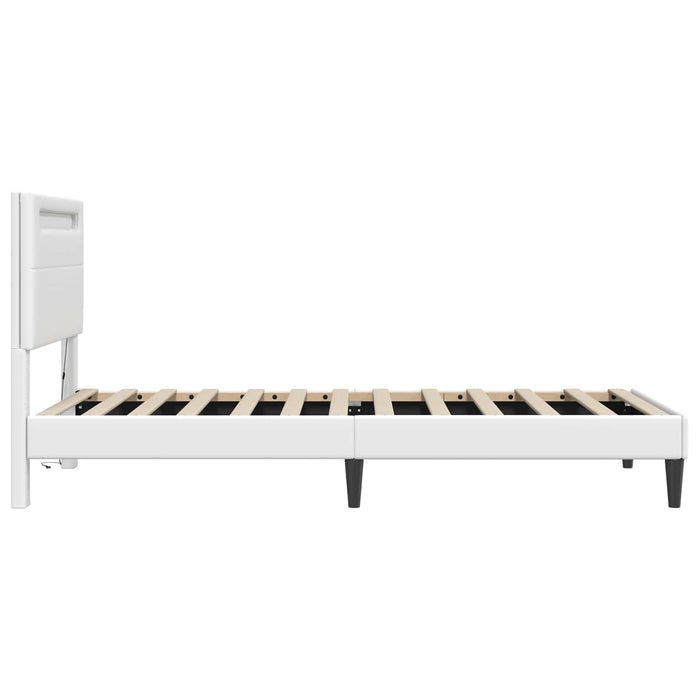 Cadru de pat cu benzi LED Alb 90 x 200 cm Piele artificială - WALTI WALTI