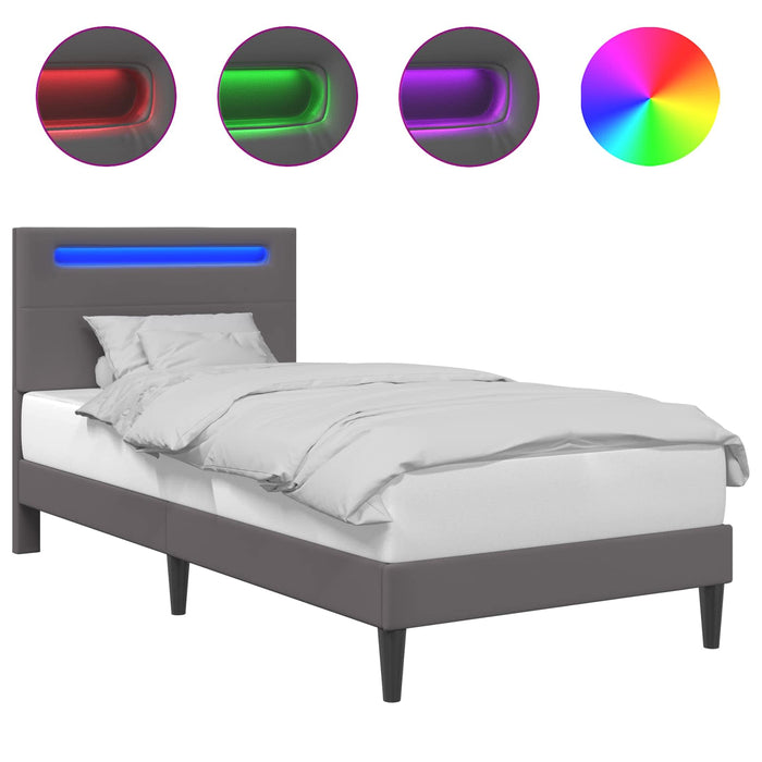 Cadru de pat cu benzi LED Gri 100 x 200 cm Piele artificială - WALTI WALTI