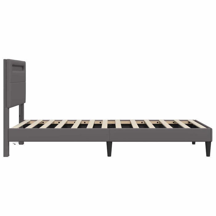 Cadru de pat cu benzi LED Gri 100 x 200 cm Piele artificială - WALTI WALTI