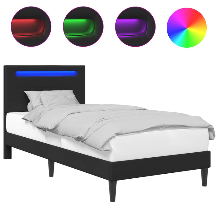 Cadru de pat cu benzi LED Negru 100 x 200 cm Piele artificială - WALTI WALTI
