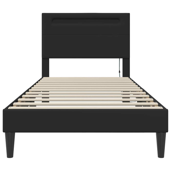 Cadru de pat cu benzi LED Negru 100 x 200 cm Piele artificială - WALTI WALTI