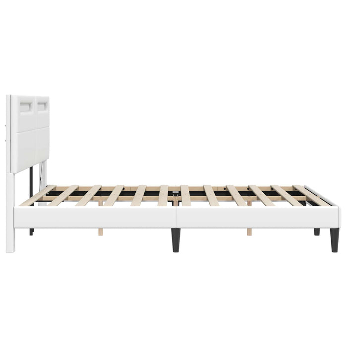 Cadru de pat cu benzi LED Alb 120 x 200 cm Piele artificială - WALTI WALTI