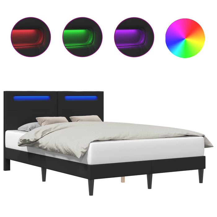Cadru de pat cu benzi LED Negru 140 x 190 cm Piele artificială WALTI