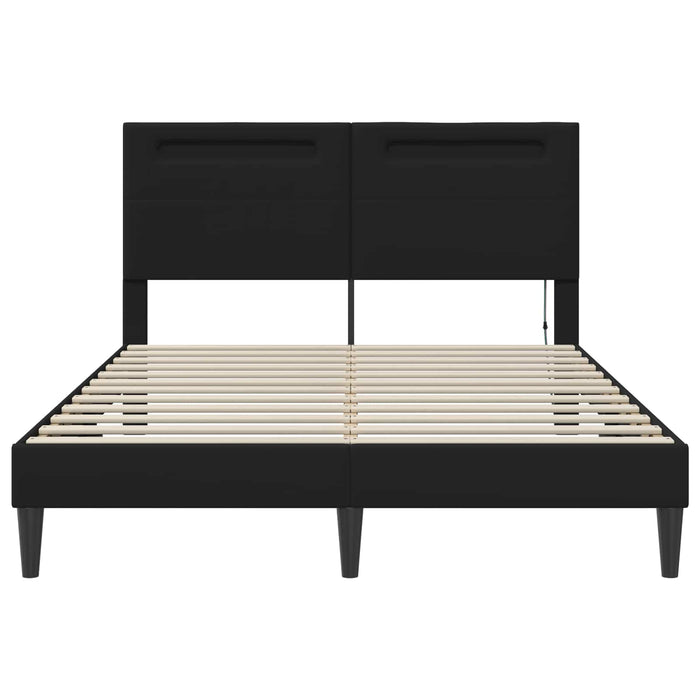 Cadru de pat cu benzi LED Negru 140 x 190 cm Piele artificială WALTI