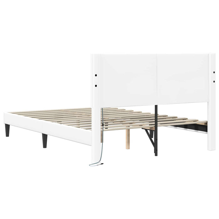 Cadru de pat cu benzi LED Alb 140 x 190 cm Piele artificială - WALTI WALTI