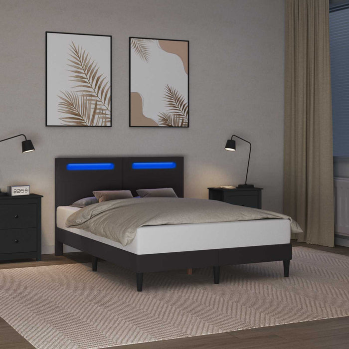 Cadru de pat cu benzi LED Gri 140 x 200 cm Piele artificială WALTI