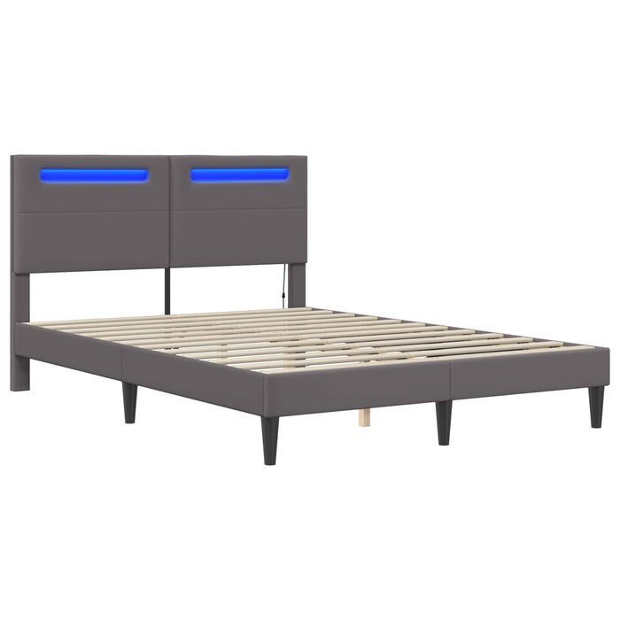 Cadru de pat cu benzi LED Gri 140 x 200 cm Piele artificială WALTI