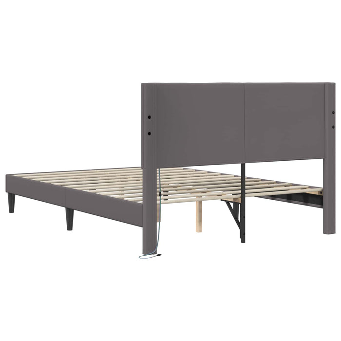 Cadru de pat cu benzi LED Gri 140 x 200 cm Piele artificială WALTI