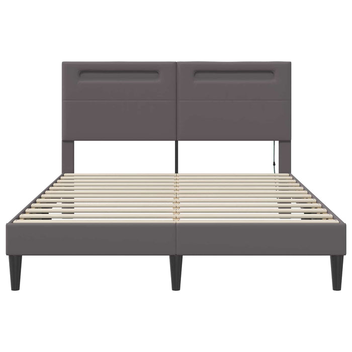 Cadru de pat cu benzi LED Gri 140 x 200 cm Piele artificială WALTI