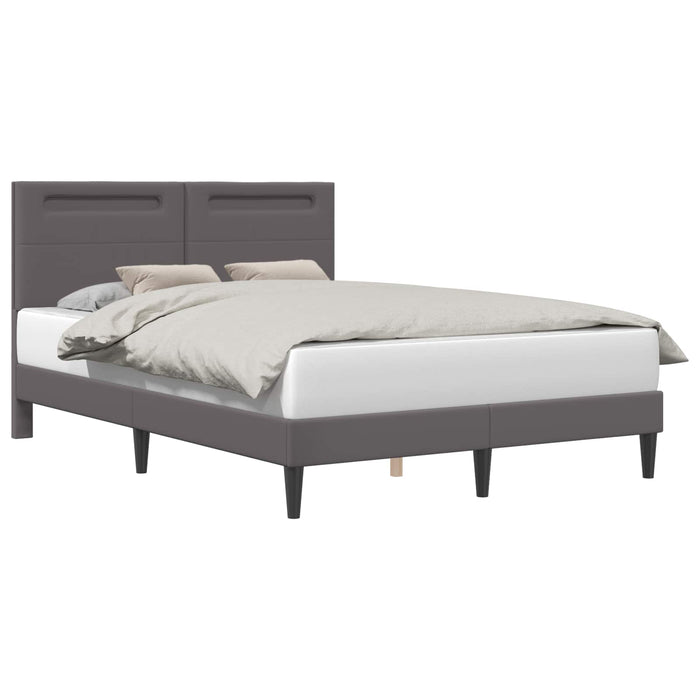 Cadru de pat cu benzi LED Gri 140 x 200 cm Piele artificială WALTI