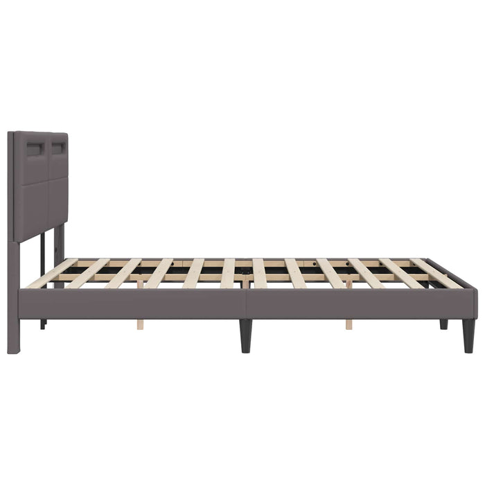 Cadru de pat cu benzi LED Gri 140 x 200 cm Piele artificială WALTI