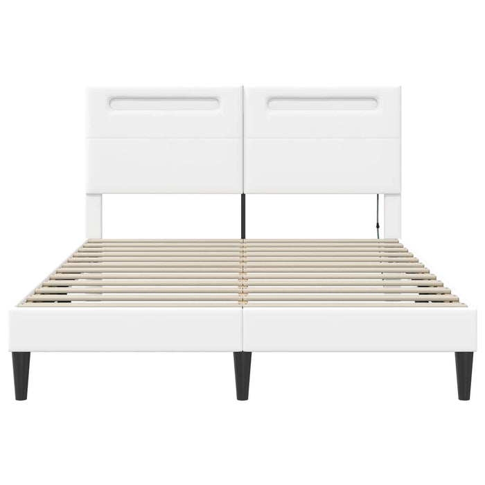 Cadru de pat cu benzi LED Alb 140 x 200 cm Piele artificială - WALTI WALTI