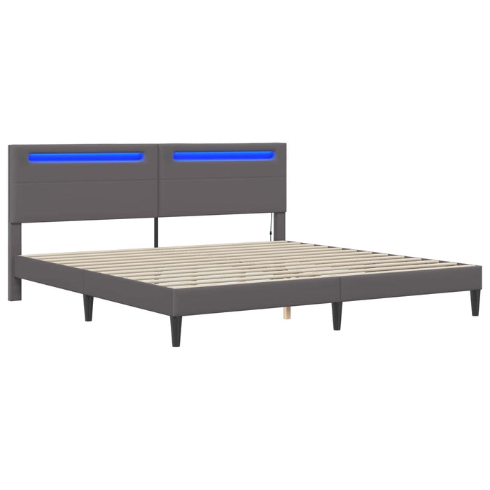 Cadru de pat cu benzi LED Gri 180 x 200 cm Piele artificială - WALTI WALTI