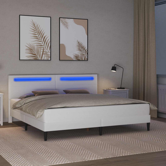 Cadru de pat cu benzi LED Alb 180 x 200 cm Piele artificială - WALTI WALTI