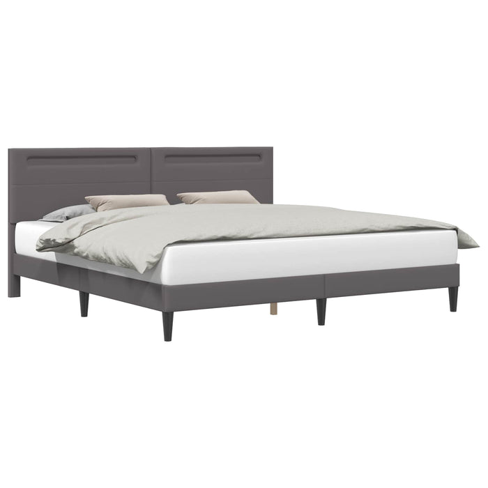 Cadru de pat cu benzi LED Gri 200 x 200 cm Piele artificială - WALTI WALTI