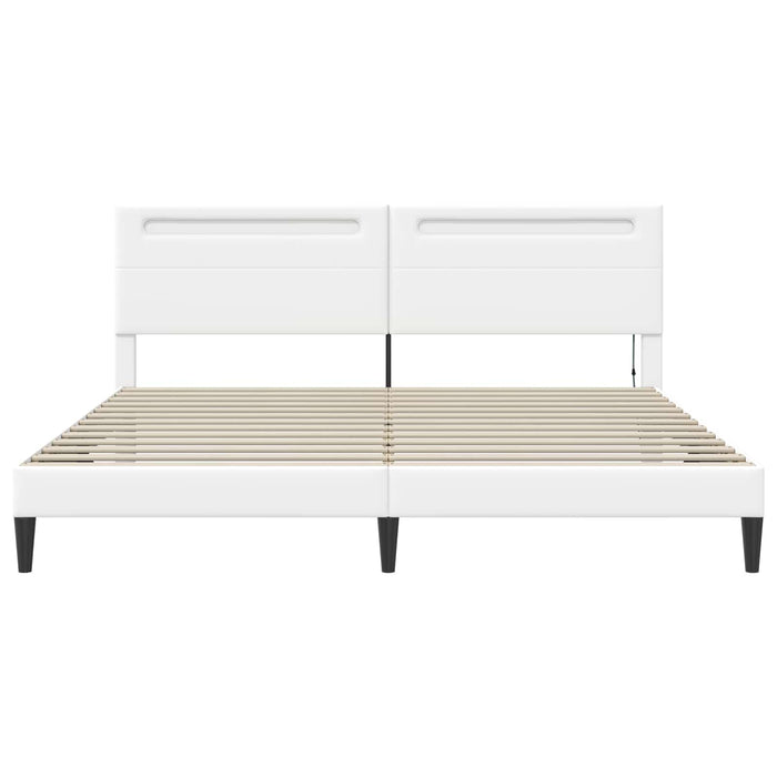 Cadru de pat cu benzi LED Alb 200 x 200 cm Piele artificială - WALTI WALTI