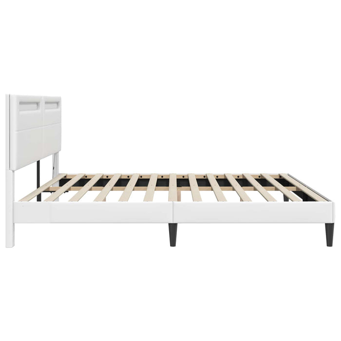 Cadru de pat cu benzi LED Alb 200 x 200 cm Piele artificială - WALTI WALTI