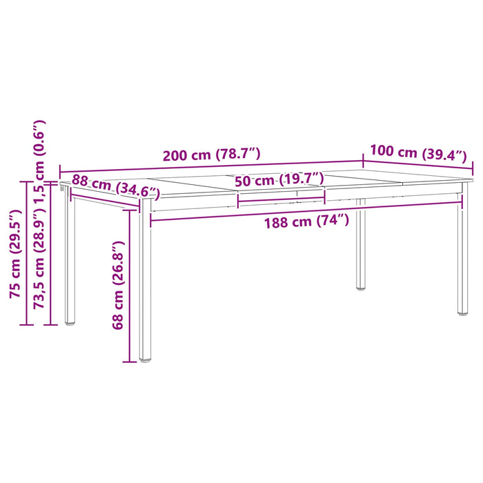 Masă de dining natural 200 x 100 x 75 cm Lemn de pin masiv - WALTI WALTI