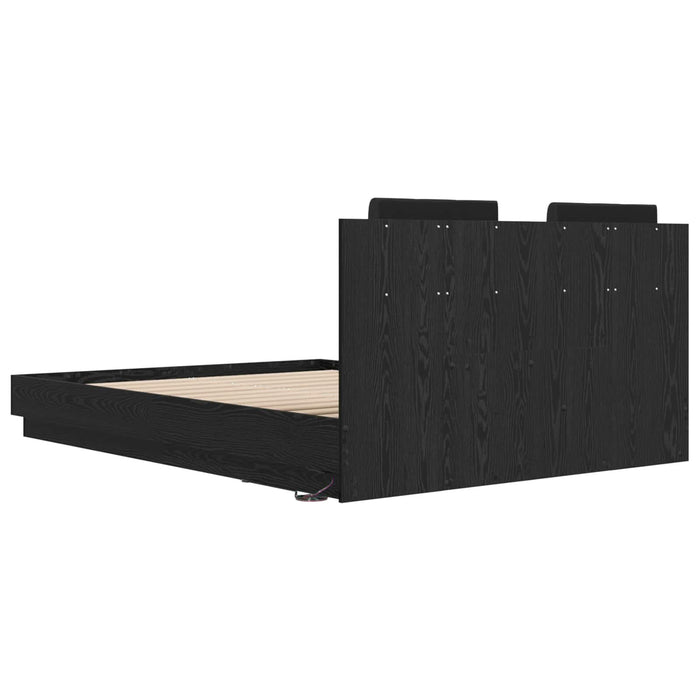 Cadru de Pat cu Tăblie Stejar Negru 140 x 200 cm Lemn compozit - WALTI WALTI