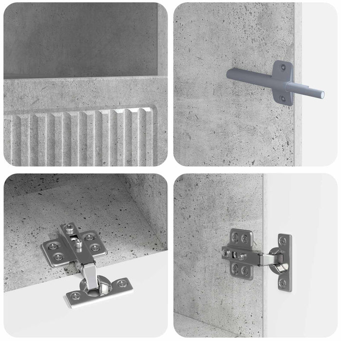 Dulap TV LED cu 5 piese Gri Beton Lemn prelucrat WALTI