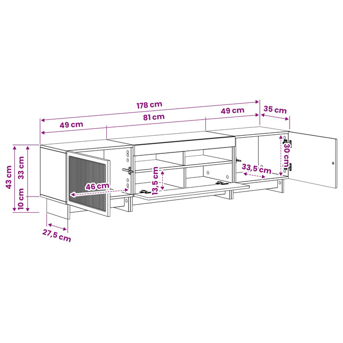 Dulap TV LED cu 5 piese Gri Beton Lemn prelucrat WALTI