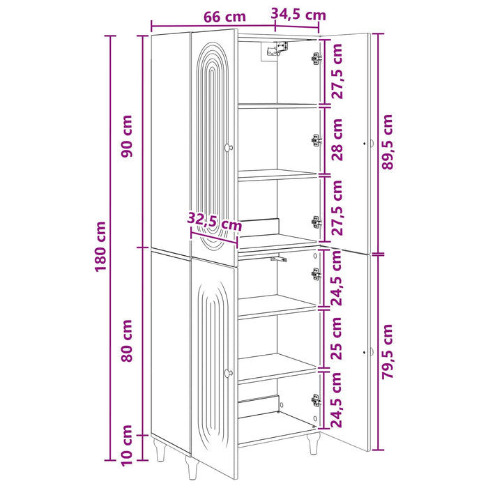 Set de Dulapuri 2 pcs 66 x 34,5 x 90 cm Lemn prelucrat WALTI