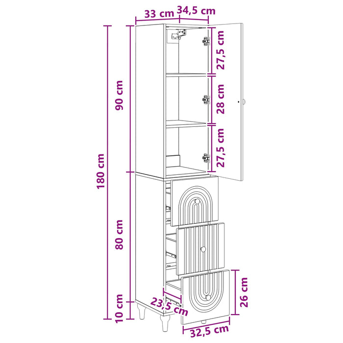Set de Dulapuri 2 pcs 33 x 34,5 x 90 cm Lemn prelucrat WALTI