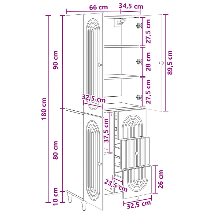 Set de Dulapuri 2 pcs 66 x 34,5 x 90 cm Lemn prelucrat WALTI