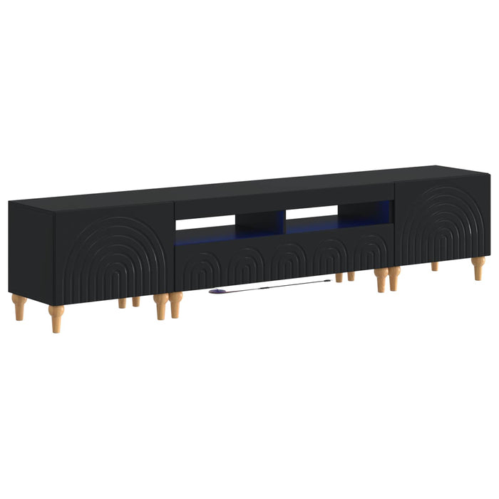 Set de 3 piese pentru TV cu LED Negru Lemn prelucrat WALTI