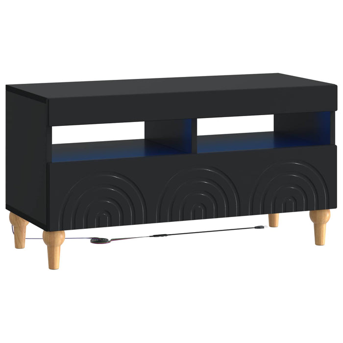 Set de 3 piese pentru TV cu LED Negru Lemn prelucrat WALTI