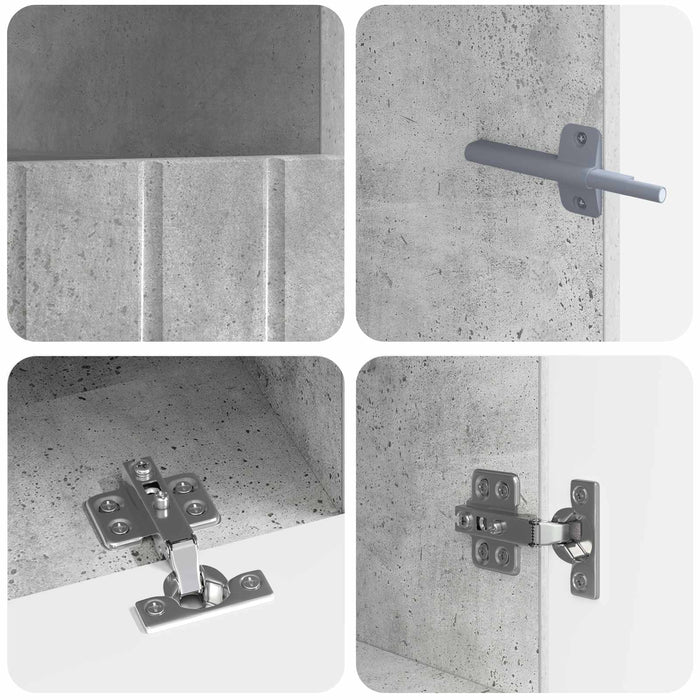 Dulap TV LED cu 5 piese Gri Beton Lemn prelucrat WALTI