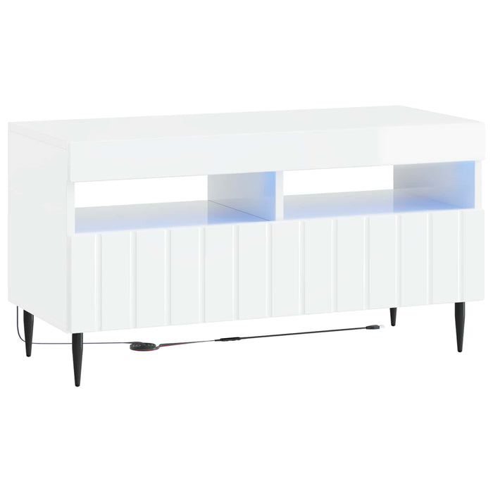 Dulap TV LED cu 5 piese Alb foarte lucios Lemn prelucrat WALTI