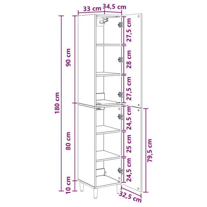 Set de Dulapuri 2 pcs 33 x 34,5 x 90 cm Lemn prelucrat WALTI