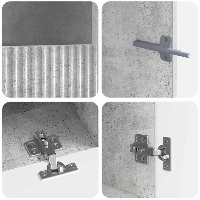 Dulap TV LED cu 5 piese Gri Beton Lemn prelucrat WALTI