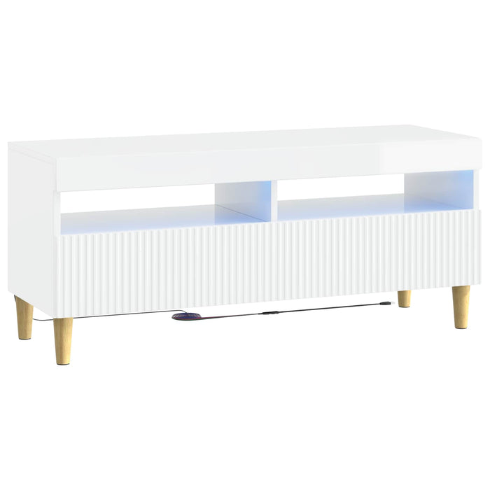 Dulap TV LED cu 5 piese Alb foarte lucios Lemn prelucrat WALTI