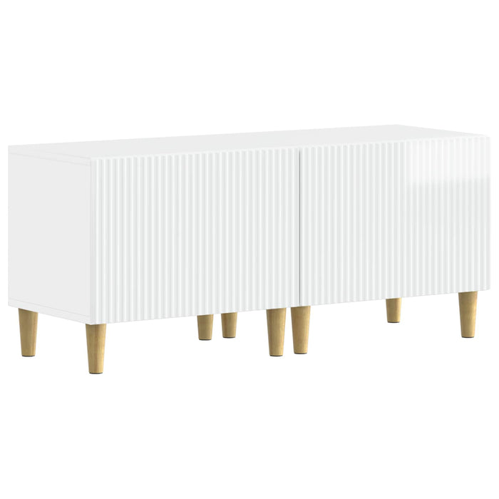 Dulap TV LED cu 5 piese Alb foarte lucios Lemn prelucrat WALTI