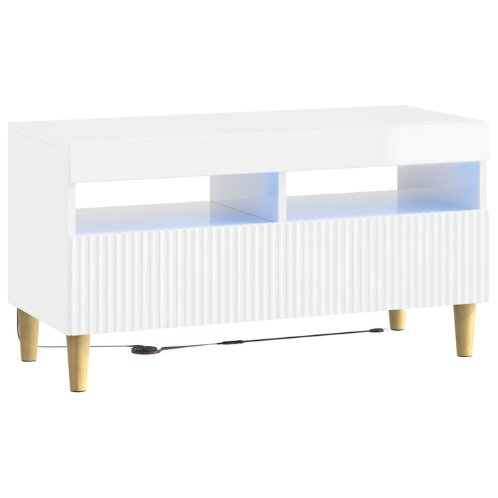 Dulap TV LED cu 5 piese Alb foarte lucios Lemn prelucrat WALTI