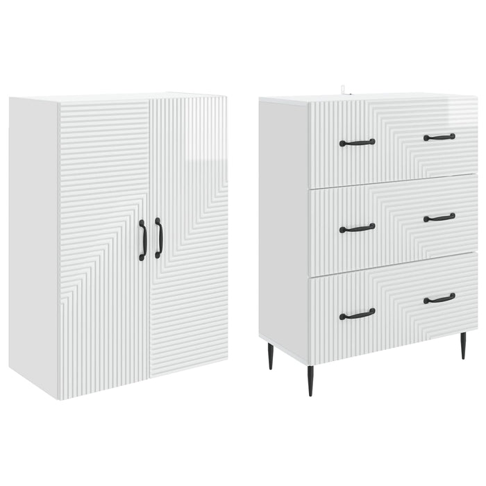 Set de Dulapuri 2 pcs Alb foarte lucios 66 x 34,5 x 90 cm - WALTI WALTI