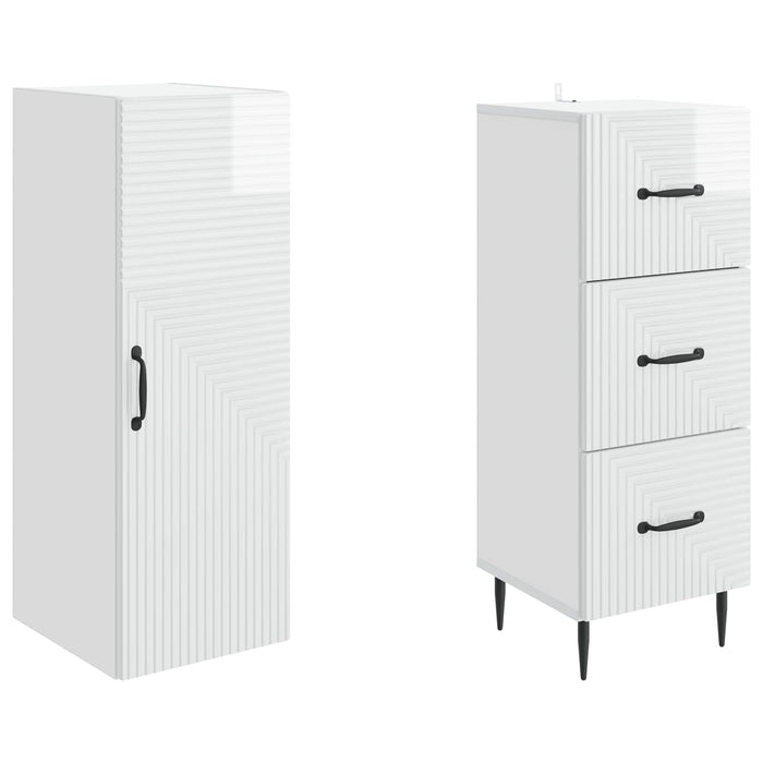 Set de Dulapuri 2 pcs Alb foarte lucios 33 x 34,5 x 90 cm - WALTI WALTI