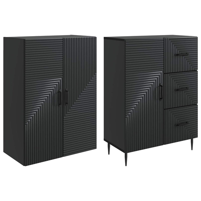 Set de Dulapuri 2 pcs Negru 66 x 34,5 x 89,5 cm Lemn prelucrat WALTI