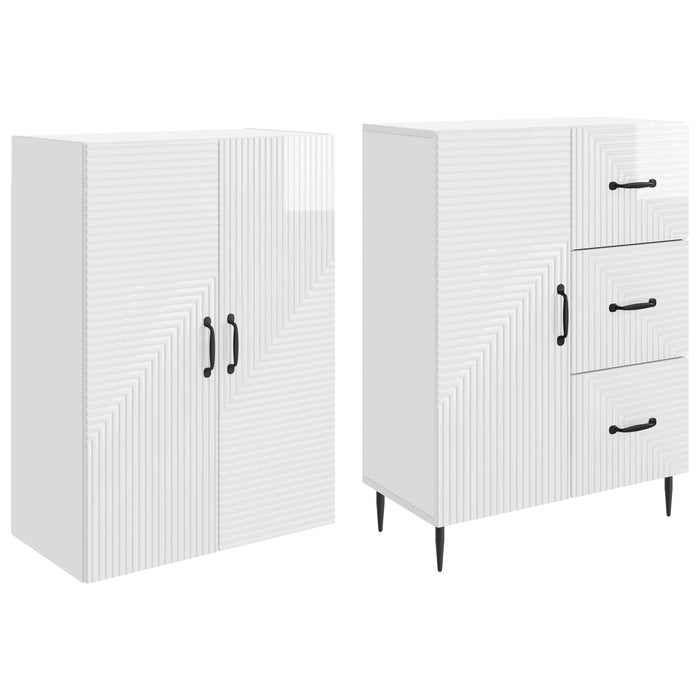 Set de Dulapuri 2 pcs Alb foarte lucios 66 x 34,5 x 89,5 cm WALTI
