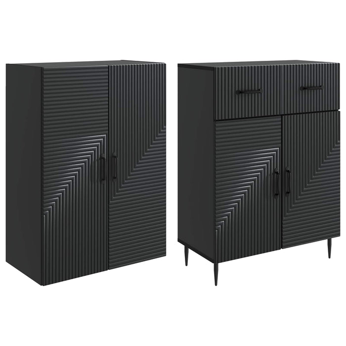 Set de Dulapuri 2 pcs Negru 66 x 34,5 x 89,5 cm Lemn prelucrat WALTI