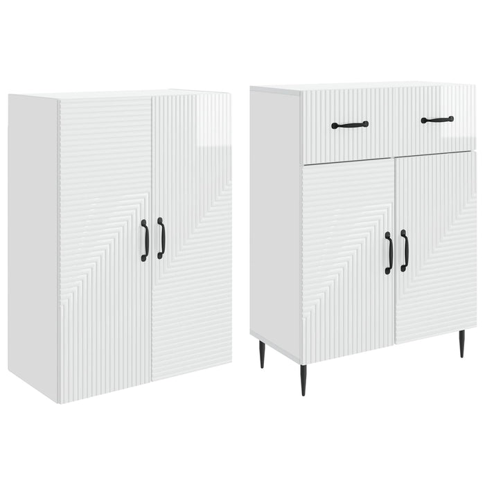 Set de Dulapuri 2 pcs Alb foarte lucios 66 x 34,5 x 89,5 cm WALTI
