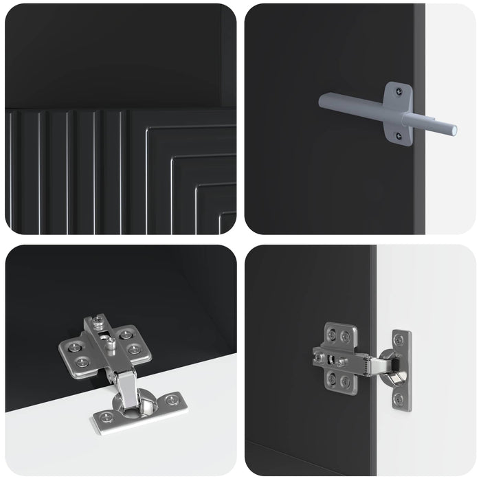 Set de 3 piese pentru TV cu LED Negru Lemn prelucrat WALTI