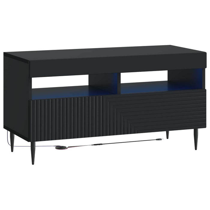 Set de 3 piese pentru TV cu LED Negru Lemn prelucrat WALTI