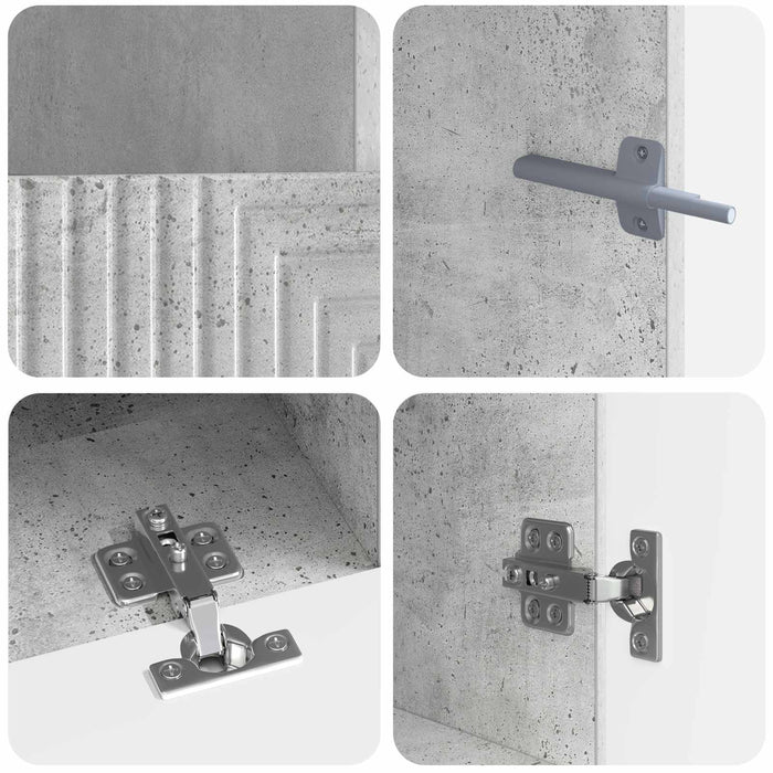 Set de 3 piese pentru TV cu LED Gri Beton Lemn prelucrat WALTI